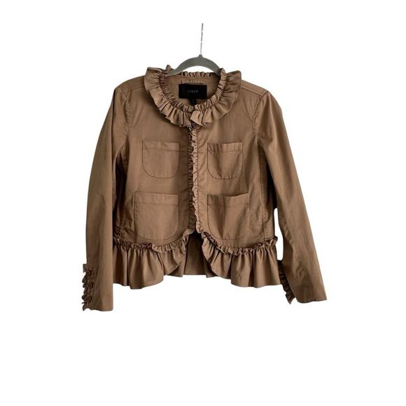 J Crew Tan Ruffle Chino Cropped Blazer | Size 2 - Picture 3 of 12